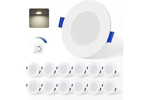 ‎LESELUX Leselux 12er Set LED Spots 230V Dimmbar, 4W 370LM LED Einbaustrahler 4000K Neutralweiß, Einbauleuchten Ultra Flach 25mm, 65-85mm Lochmaß, IP44 Spots Deckenleuchte für Badezimmer Küche Wohnzimmer