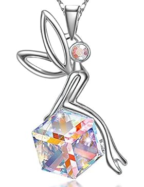 Schutzengel, Kette Damen Halskette mit Engel Anhänger, österreichische Kristallen, Geschenke für Freundin