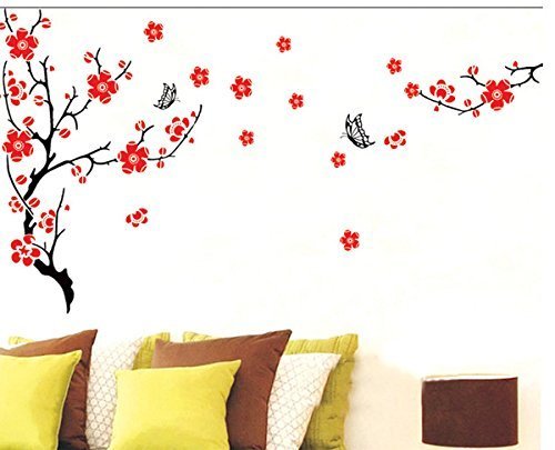 MFEIR® Wandsticker schlafzimmer Cherry Plum Blossom Blumen und Schmetterlinge 50 x 70cm - 4