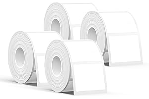 SUPVAN T50M Series Label Maker Tape, 4 Rolls 40mm × 30mm 250 Labels/Roll Genuine Laminated Thermal Label Tape Refill, Waterproof Oilproof Highly Adhesive Auto Detect Labels, Black on White