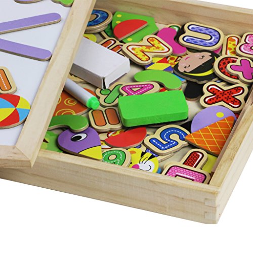 Wooden Double Sided Magnetic Drawing Board Jigsaw Puzzles 100 Pieces Educational Toy for Kids over 3 Years Old