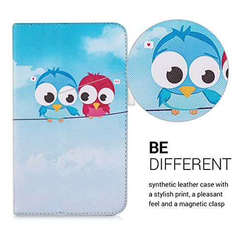 kwmobile Hülle für Huawei MediaPad T1 7.0 / Honor Play Tablet T1 – Tabletcover Slim Case Tablet Schutzhülle – Smart Cover Tabletcase Vögel Comic Design Blau Rot Hellblau - 2