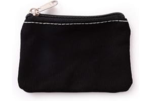 Hibate Small Canvas Coin Purse Holder Wallet Zip Pouch Money Purses Bag for Women Men Kids (Black)