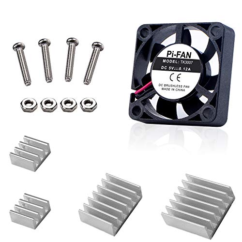 Bruphny Ventilador para Raspberry Pi 4 con 4 pcs Disipadores DC 5V, Compatible con Raspberry Pi 4 Modelo B
