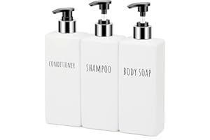 Segbeauty Flaconi Riutilizzabili per Shampoo, 3 Pezzi 500ml Dispenser Sapone Doccia, Bottiglie Vuote con Pompa a Pressione, Contenitore Plastica per Sapone, Shampoo, Condizionatore (Bianco)