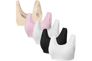 Sunvivid Teen Girls Sports Bras Cotton Wireless Underwear with All-in-one Pads Middle School High School Training Bralettes Puberty Adolescente Crop Tops for 8-16