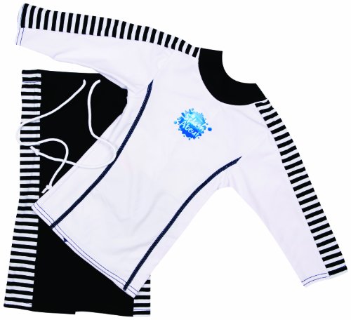 Splash About Kids UV Sun Protection Top and Shorts Close Fit - Navy/White, 2-4 Years