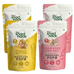 The Snack Hack Himalayan Pink Salt & Peanut Butter Makhana Pops | Pack of 4 x 65gms each | Super Food | Healthy Snack | Jain Flavors | Vegan | Kids Friendly