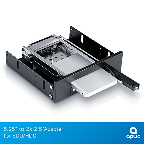 Aplic – 5,25“ Dual Wechselrahmen / Mobile Rack für 2x 6,4cm (2,5″) Festplatten | SATA I/II/III und SSD-fähig | Hot Plug | 2x Festplatten in 2,5″ (6,4cm) - 4