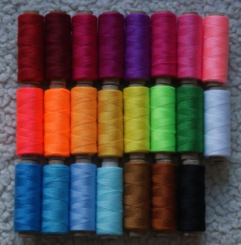 23 x 175m (HD) Assorted Colour Set 1 100% Heavy Duty Polyester Sewing Thread – 175m on each reel – Perfect for use on Jeans - Suitable for Cross Stitch, Embroidery, Hand, Embroidery, Machine, General Sewing, Heavy Duty, Industrial and Quilting – Hand stitching or use with sewing machine.