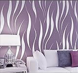 Alta calidad y 100% Nuevo HANMERO® Murales de pared Papel pintado rayas extra grueso, no tejido, papel de pared dormitorios/salón/hotel/fondo de TV/color morado,0.53M*10M
