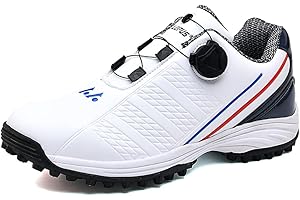 Adoff Chaussures de Golf Hommes Chaussures de Golf Hommes Cuir Chaussures de Golf Hommes antidérapant Design Confortable et Respirant avec Boucle pivotante