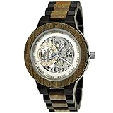 Handgefertigte Holzwerk Germany® Automatik Herren-Uhr Öko Natur Holz-Uhr Holz Armband-Uhr Braun Schwarz Silber Analog