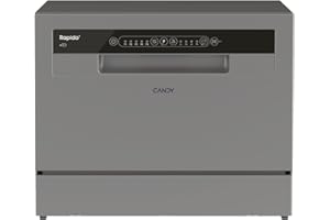 Candy CP 6E51LS Lavavajillas Pequeño y Compacto, 6 Servicios, Digital, 51DBA, 5 Ciclos, Media Carga, Inicio Diferido 3-6-9 horas, Indicador Sal y Abrillantador, Indicador Fin de Ciclo, Inox