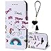 Produktbild Samsung J3 2016 Hülle, Edaroo Bunte Muster PU Leder Flip Cover Klapphülle Kreditkartenhaltern Bookstyle Handytasche Lederhülle Ledertasche für Samsung Galaxy J3 2016 - Regenbogen Einhorn