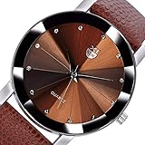 Holeider Herren Armbanduhr Luxus Analog Quartz Uhr mit Kunstleder Armband Mode Uhren 5 Farbe,