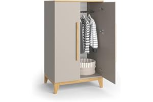 VitaliSpa Kinderkleiderschrank Cashmere-Eiche Malia - 70x120x53 cm aus Spanplatte - Regal für Kinder, mit minimalistisches Design