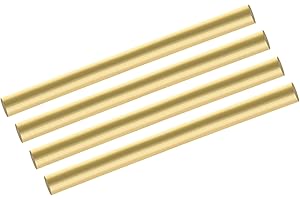 sourcing map 4pcs Brass Rods (9.5mm)12/32 Inch x (100mm)4 Inch Brass Solid Round Stock Lathe Bar for Knife Handles Pin DIY Craft Model Plane