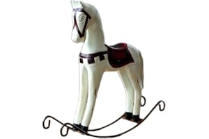 Mackur Cavallo a dondolo in legno, stile vintage, decorazione da regalo, 1 pezzo