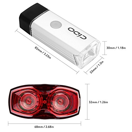 Cido LED Fahrradlicht Aufladbare Frontlicht mit USB Rücklicht Akku Wasserdicht Fahrradlicht Set - 3