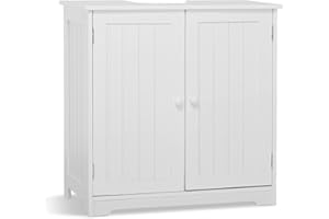 ‎MEERVEIL Meerveil Waschbeckenunterschrank,Unterschrank Badezimmerschrank Holz mit Türen 2 Fächer Platzsparend,Freistehend 60 x 30 x 60 cm für Badezimmer Weiß, H1071BC08WT