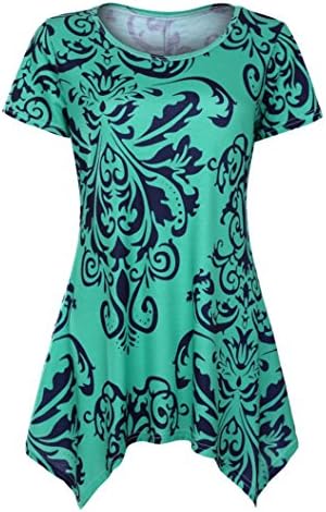 KaloryWee Sale Clearance Womens Short Sleeve Flare Tunic Tops Loose Fit Summer Print Shirt
