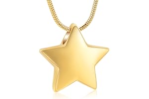 VCCWYQK Collar de urna de estrella pequeña para cenizas para mujer, collar conmemorativo de acero inoxidable para mascotas humanas Ashe, Acero inoxidable, No es una piedra preciosa