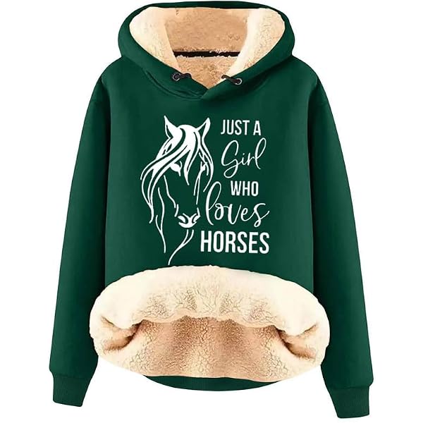 Sweat à Capuche Bicolore équitation Pour Filles/adolescentes - Design Cheval, Doux Et Chaud - Personnalisation Nom Possible