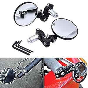 2 Specchietti Retrovisori Laterali Per Moto CNC In Alluminio Nero - Montaggio Su Manubrio 22 Mm, Universali