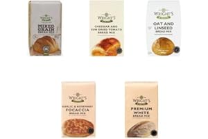 GENERIC Wright's Bread Mix Selection Pack 5X500g | Premium White, Mixed Grain, Garlic & Rosemary Focaccia, Cheddar & Sun Dried Tomato, Oat & Linseed | Easy to Bake at Home | Fresh Tasty Loaves- (NP)