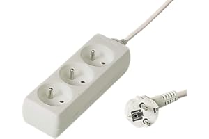 ‎PREMIUMCORD PremiumCord Listwa Zasilająca 3m, 3-Stykowa, Przedłużacz 230V, 3 Gniazd Francuskich Obróconych o 45°, Wysokiej Jakości Gniazdo Wielokrotne z Zabezpieczeniem Przed Dziećmi, Kolor Biały