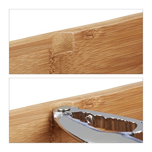 Relaxdays Nussschale mit Nussknacker & Abfallschale, Bambus, Zange, 3-teiliges Set, HxBxT: 8 x 30 x 16 cm, natur - 5