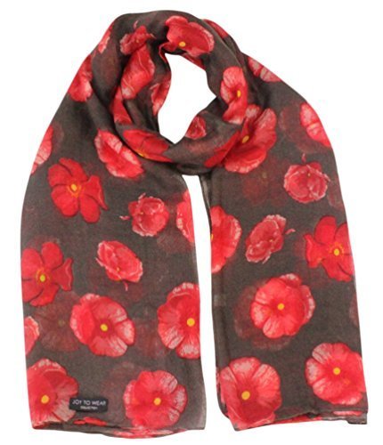 Joy To Wear Ladies Poppy Flower Print Fashion Scarf