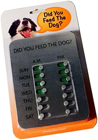 Dog Lovers Gift - 'SECONDS' DID YOU FEED THE DOG? NB: The front face very slightly tarnished - Reminder device for Dog food, food chart.