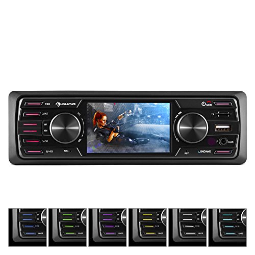 Auna MD-350BT • Radio para coche • Hi-Fi Set • Sin cubierta • Bluetooth • USB 2.0 • SD MMC • Sintonizador FM AM • MP3 WMA• 4x45W Potencia máx. • Pantalla LCD 3" • Aux • Mando a distancia • Negro