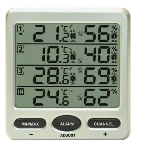Funk Thermometer FT0073 mit 4 Aussensensoren Luftfeuchte LCD Display Min/max - 2