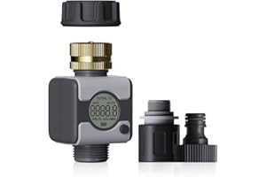 Aqualin Water Flow Meter with Brass Inlet Metal Thread High Measure Accuracy Measure Gallon/Liter Consumption RV Water Tank Filling, Lawn Sprinkler, Irrigation System