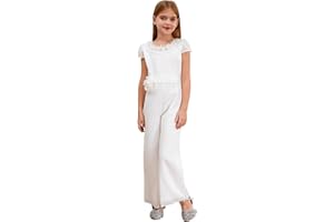 YiZYiF Jumpsuit da Festa di Compleanno per Bambina Tuta Intera Salopetta con 3D Applique Elegante Rompers da Cerimonia