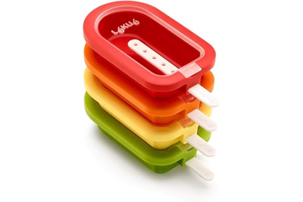 Lékué - Pack Moule à glace empilable Classique16,5 cm, 4 pièces Rouge/Jaune