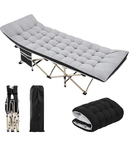 Skandika Viia/Erola Campingligstoel, comfortabel klapbed, stabiel, groot ligoppervlak, opvouwbaar, zijtas, campingbed voor tenten, festival, thuis ( donkerblauw, 208 x 75 cm, tot 200 kg