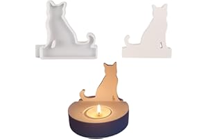 ‎HCHZSH123 Silikonformen Gießformen, Silikonform Kerzenhalter, DIY Kombination Gießform Kerzenhalter, Gipsformen zum Gießen (Einsatz - Katze)