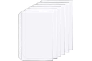 ZELTEN Paquete de 6 Carpetas de Plástico A5 con 6 Agujeros, Impermeables y con 6 Agujeros para Recibos (Bolsillo, A5)