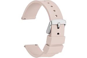WOCCI Bracelets de Montres Silicone pour Smartwatch avec Boucle Argentée, Remplacement Dégagement Rapide pour Femme Homme 14mm, 16mm, 18mm, 19mm, 20mm, 21mm, 22mm, 24mm