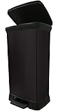 Curver Metalen effect 70% gerecyclede keukenaccessoires One Touch Deco Bin, rood, 40 liter