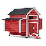 hühnerhaus isoliert STILVOLL: Der oneConcept Villa Hahnenkamm ist ein dekorativer Hühnerstall aus rot gebeiztem Holz im schwedischen Landhaus-Stil.