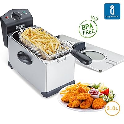 Aigostar Ushas 30HEZ - Friteuse semi-professionnelle en acier inoxydable, 2200 W, capacité de 3 L et fenêtre de visualisation sur le couvercle. Design et qualité. Sans BPA.