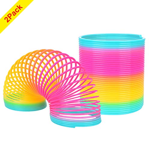 YoungRich 2 Pezzi Molla Giocattolo Magia Arcobaleno Spiral Toy Circle Classico Gradient Rainbow Spiral Jump Spirale Toy per Bambini 10cm di diametro