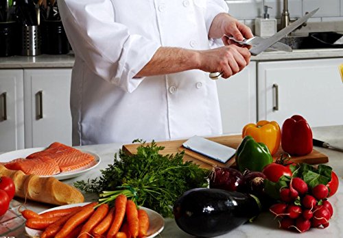 langxun 2-in-1-Messerschärfer Stein, 2 Seite Körnung 1000/6000 Schleifstein | Bonus Bambus rutschfest Boden & Winkel Guide - 4