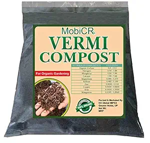 MobiCR.com Vermicompost Manure Half Kg for Gardening and Potting - Best Fertilizers for Home Plants, Tulsi, Flowers, Fruits, Rose Plants, and Other Indoor Plants (0.5)