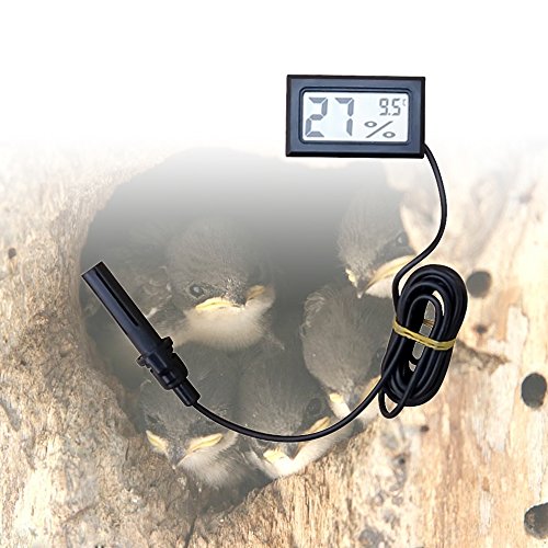 LCD Digital Thermometer Hygrometer mit externem Fühler eingebettet für Inkubator Aquarium Geflügel Reptil Schwarz(-50 °C ~70 °C ) - 4